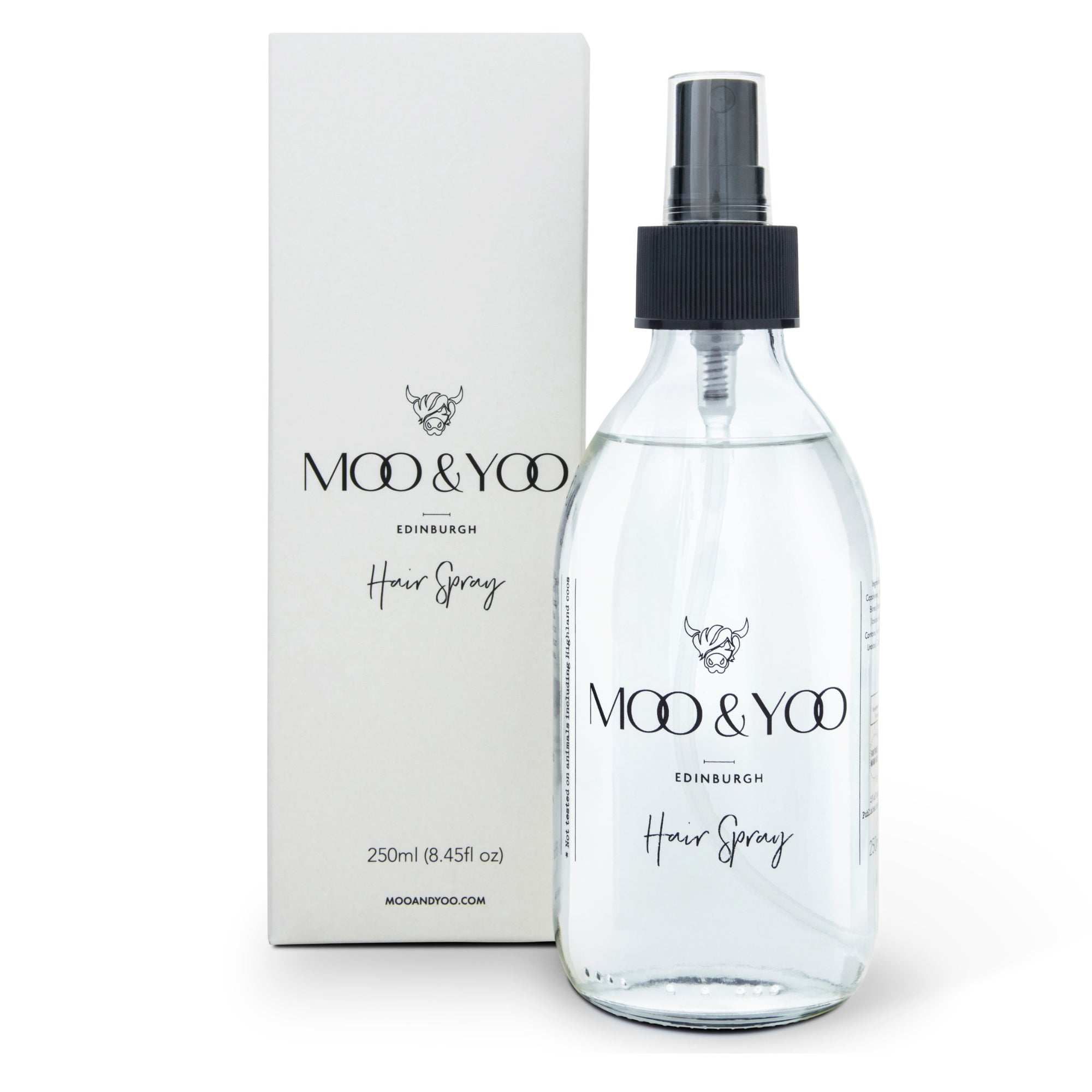 luxury hair care aerosol free hair spray in glass bottle