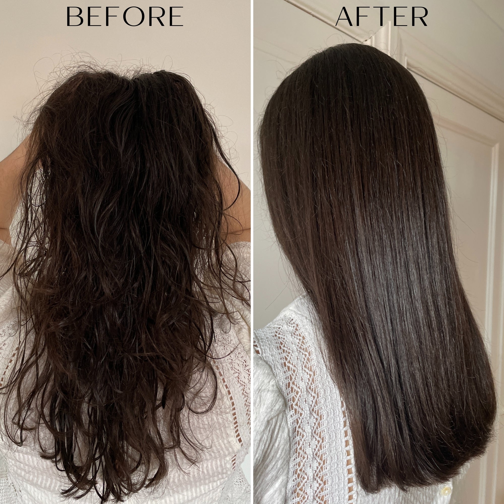 Before and after comparison of hair pre wash and then hair freshly washed