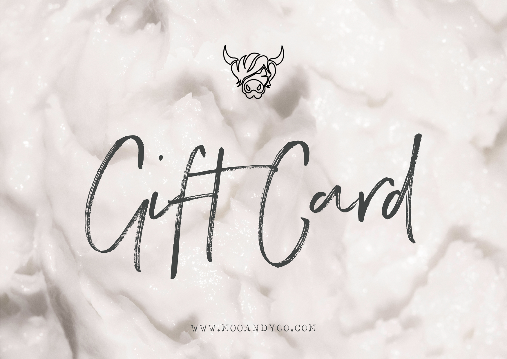 Gift card with the moo logo on white background