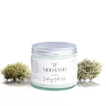 Image of Moo and Yoo Soothing Bath Salts on a plain white background with a spring of Icelandic Moss on each side.