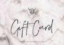 moo & yoo virtual gift card with textured product background, cow logo, gift card text and website address