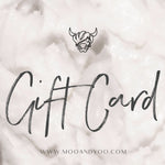 moo & yoo virtual gift card with textured product background, cow logo, gift card text and website address