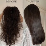 Before and after comparison of hair pre wash and then hair freshly washed 