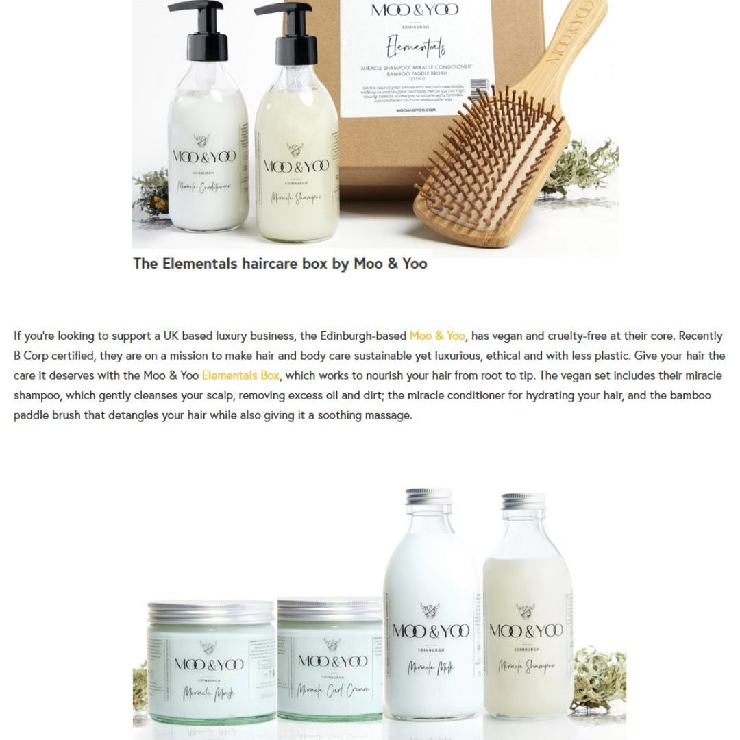 Tempus magazine press article promoting our elementals hair gift box and our elixir hair product bundle 